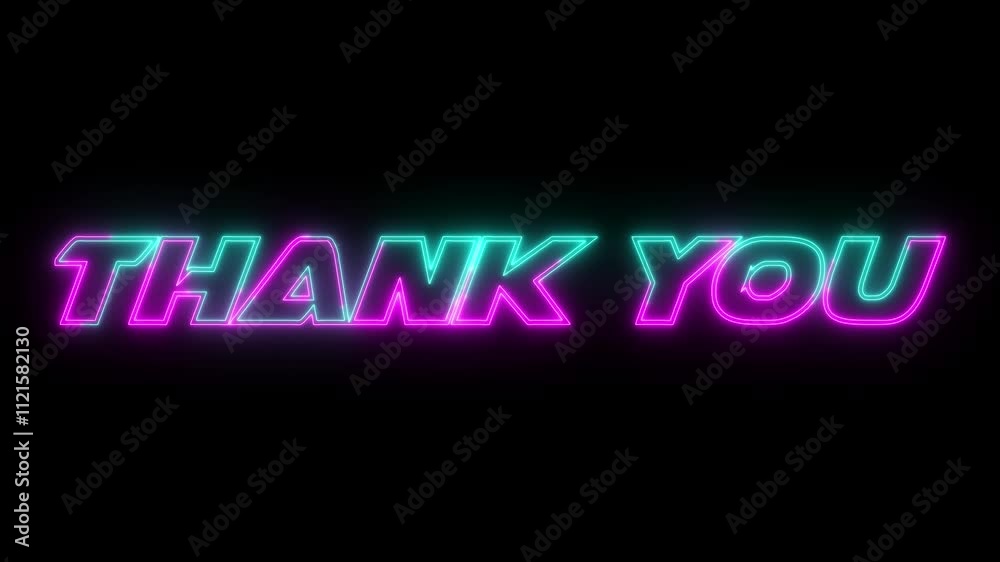 Neon thank you text on black background. Neon thank you text on black background.