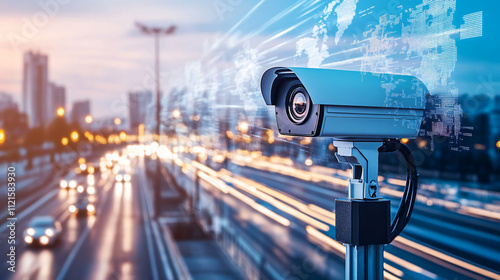 AI-driven security systems analyzing live feeds for potential threats.AI-driven security systems analyzing live feeds for potential threats. photo