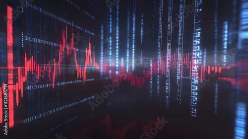 Vivid data visualization with red waveforms