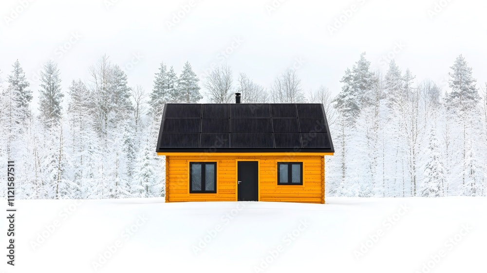 Vibrant House in Snowy Winter Landscape Vibrant House in Snowy Winter Landscape