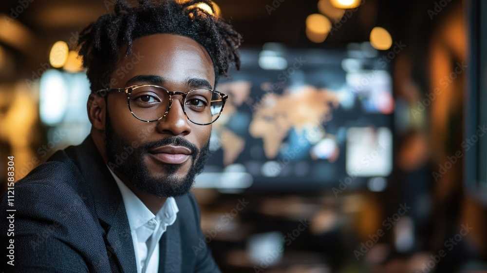 A Black man in a suit leads a virtual meeting with a diverse team from various regions, highlighting collaboration A Black man in a suit leads a virtual meeting with a diverse team from various regions, highlighting collaboration