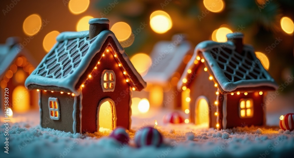 Gingerbread House (Christmas) – A festive gingerbread house adorned with candy and lights, surrounded by golden fireflies, with a cozy burgundy and cream-colored background. Gingerbread House (Christmas) – A festive gingerbread house adorned with candy and lights, surrounded by golden fireflies, with a cozy burgundy and cream-colored background.