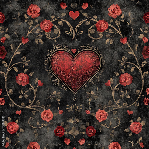 Gothic valentine Digital Paper, JPEG File