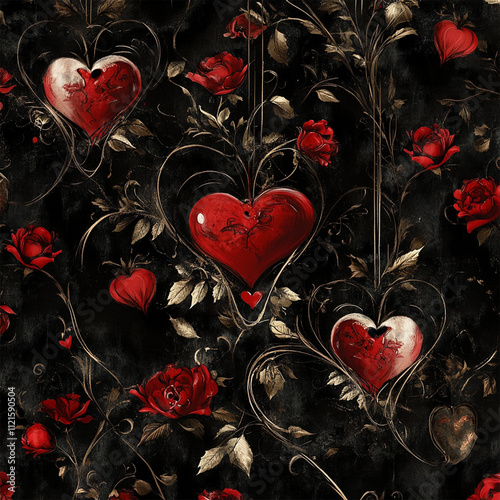 Gothic valentine Digital Paper, JPEG File