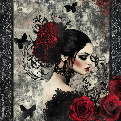Gothic valentine Digital Paper, JPEG File