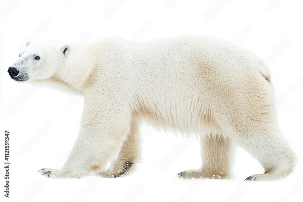 In a digital wildlife art piece, a polar bear steps from the shadow into the light, featured in the white edition In a digital wildlife art piece, a polar bear steps from the shadow into the light, featured in the white edition
