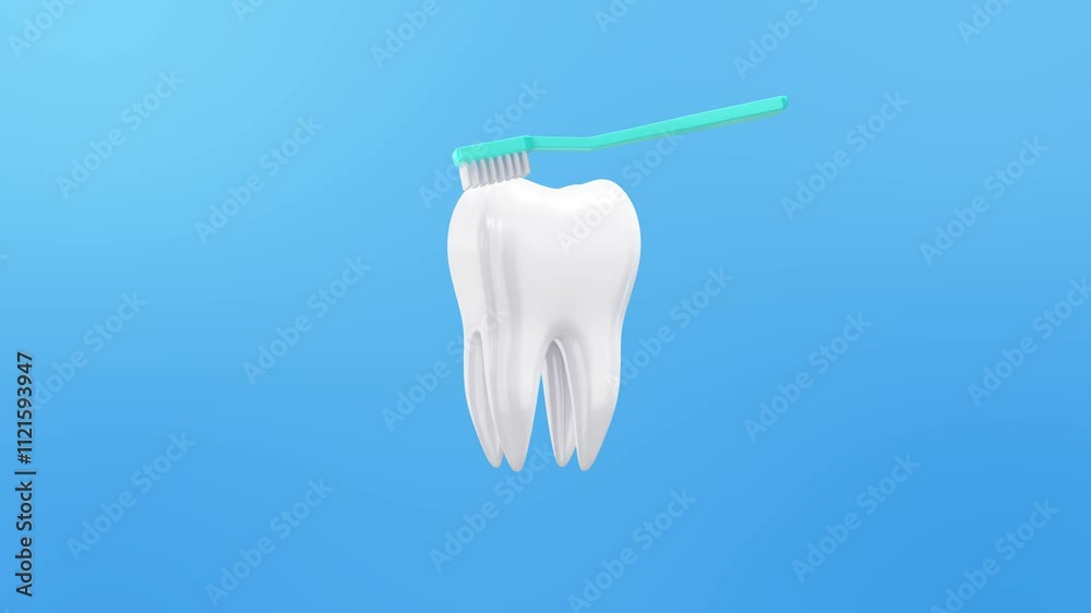 3d tooth animation. Animated brushing 3d render tooth. Dental hygiene ...