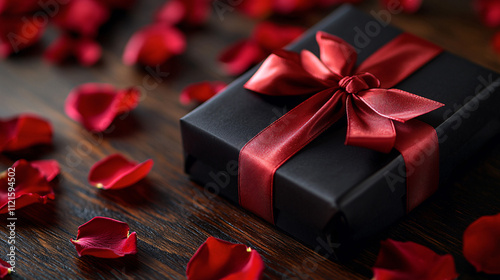 Mother's Day concept and Valentine's day photo of stylish pink gift box with ribbon bow and bouquet of tulips on pink background with copyspace, Happy Mother's Day, International women
