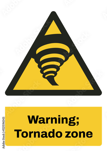 ISO warning safety signs sentence case text_warning ; tornado zone_portrait size a4/a3/a2/a1