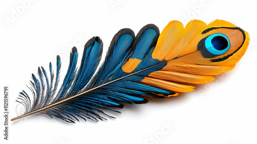 Wallpaper Mural A vibrant peacock feather featuring striking blue and orange colors, showcasing intricate patterns and a distinctive eye spot. Torontodigital.ca