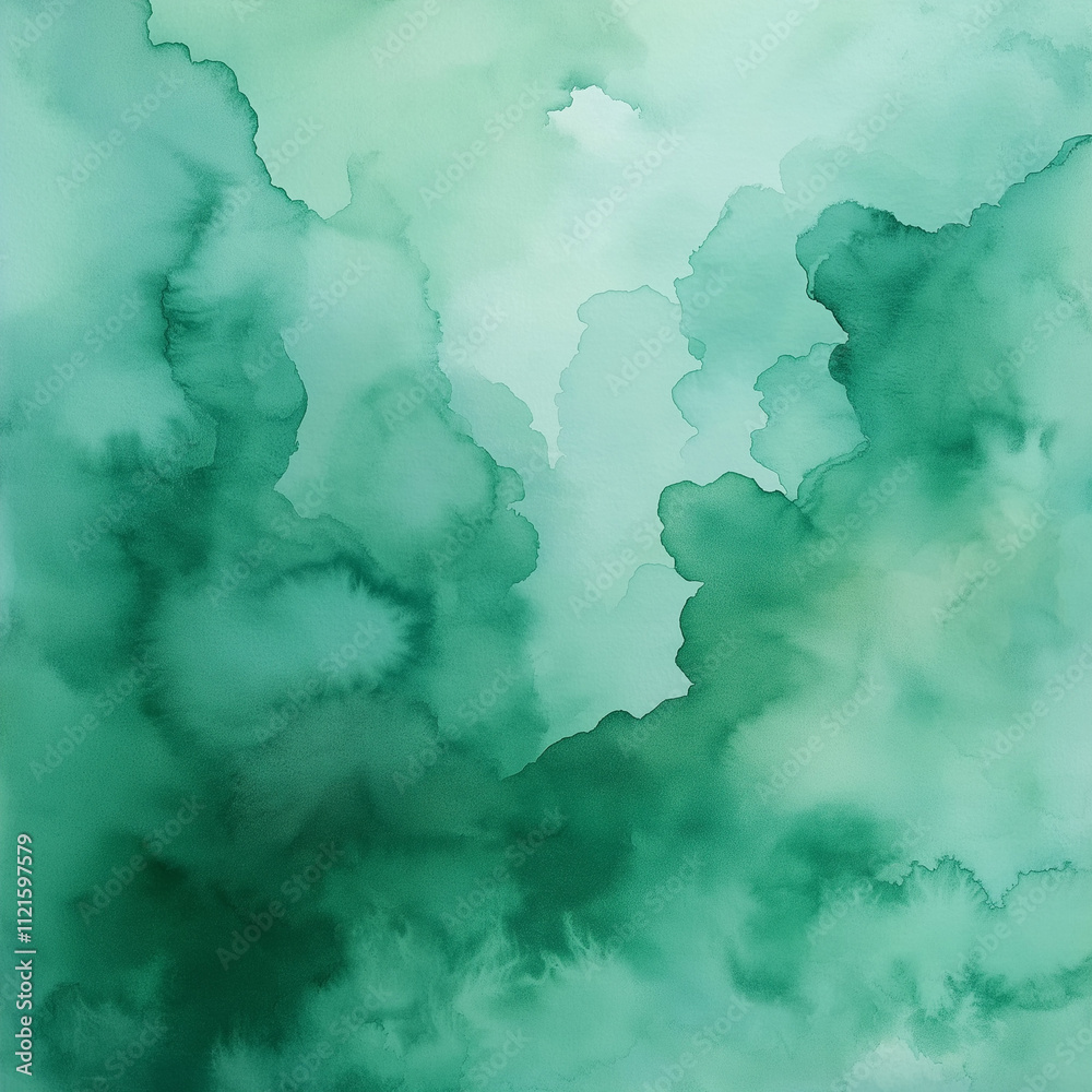 Obraz premium An abstract watercolor background showcasing harmonious green and blue hues, perfect for artistic and calming design projects