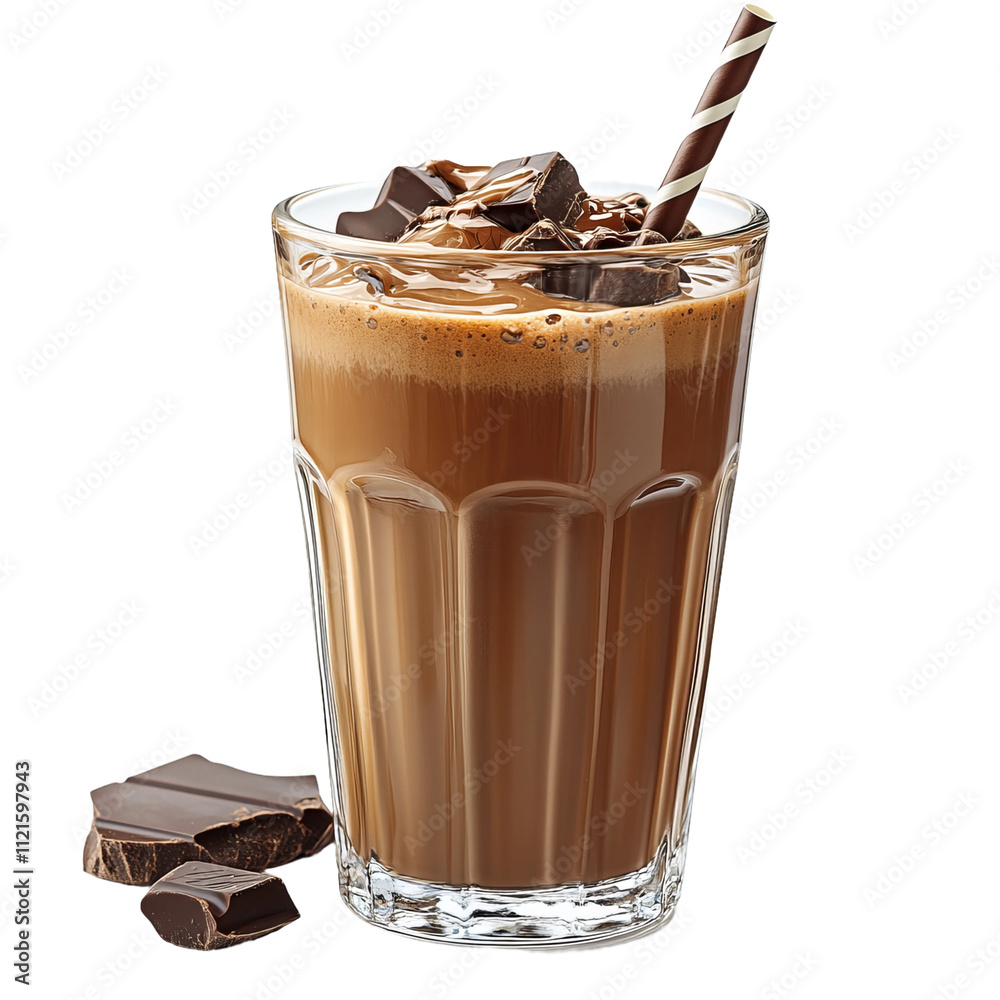 chocolate milk shake with isolated on white background