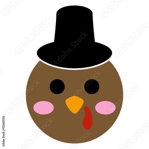 Cute Kawaii Turkey With Pilgrim Hat