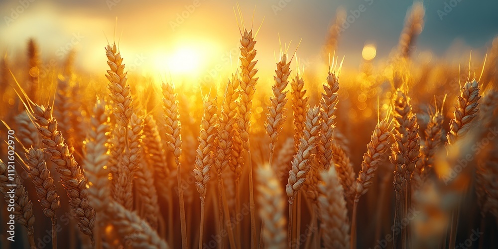 Golden Wheat Stalks in a Field at Sunset Golden Wheat Stalks in a Field at Sunset