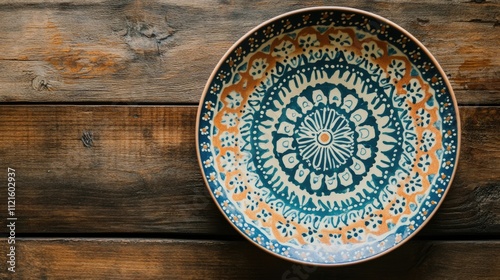 Decorative Handcrafted Ceramic Plate with Colorful Artistic Design