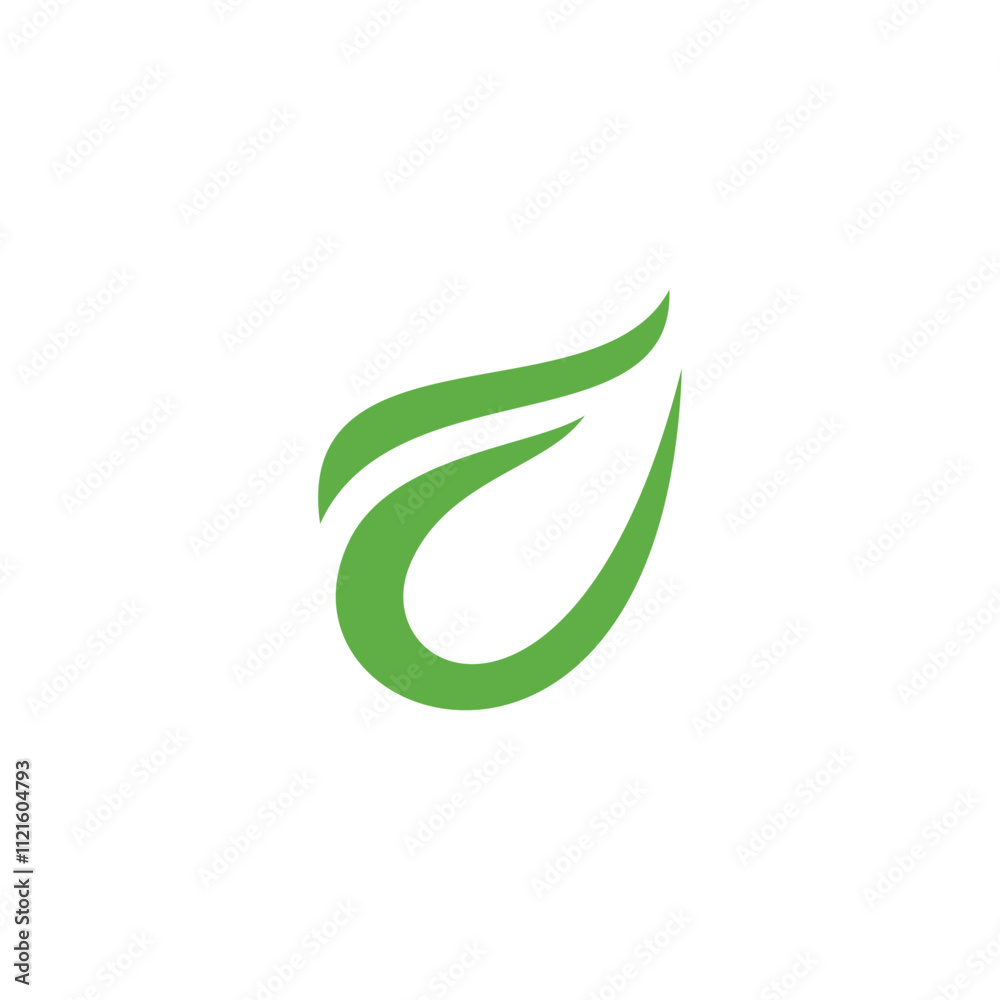 letter f simple curves geometric green leaf logo vector letter f simple curves geometric green leaf logo vector