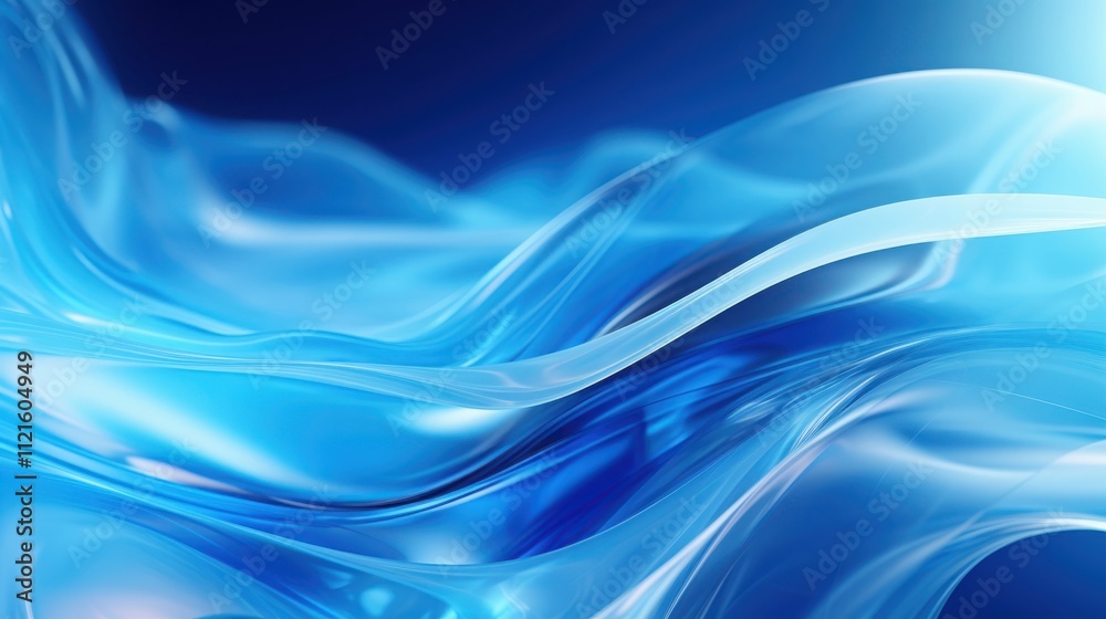 Fototapeta premium Abstract Blue Waves Digital Art Design