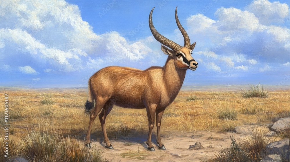Majestic Antelope in a Serene Natural Landscape Under Blue Sky Majestic Antelope in a Serene Natural Landscape Under Blue Sky