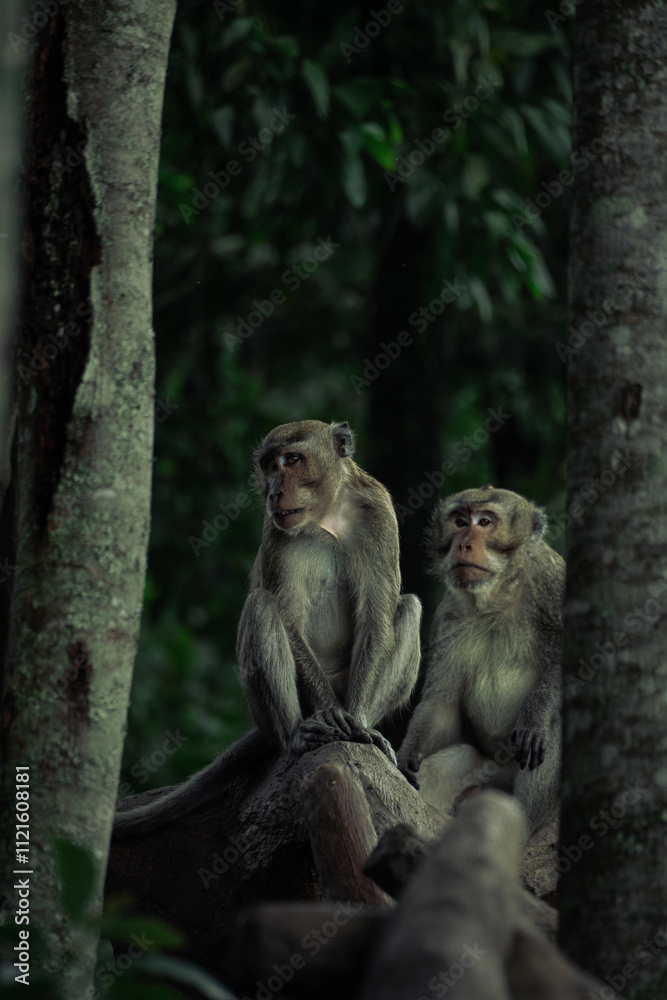 Fototapeta premium parent and baby of monkey