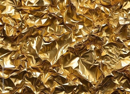 A close-up image of crumpled golden foil