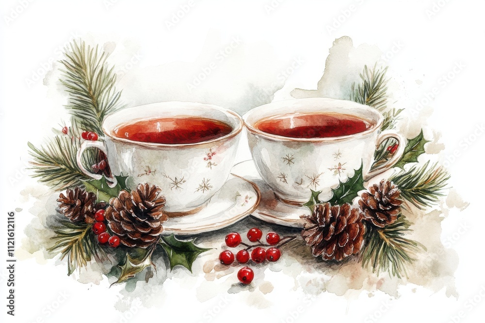 red cup of coffee with christmas decoration red cup of coffee with christmas decoration