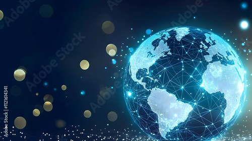 Digital globe with glowing network lines