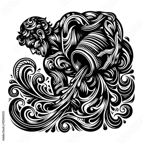 segno zodiacale acquario tribale tatuaggio. Generative AI