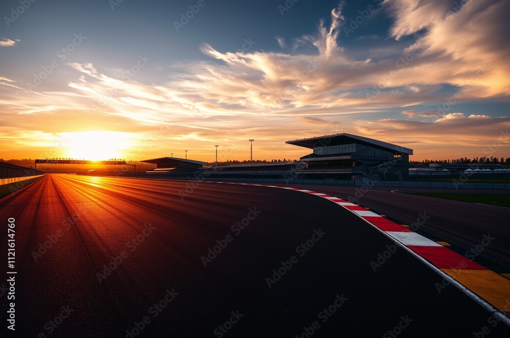 Obraz premium Scenic Sunset Over a Racing Track with Dramatic Sky