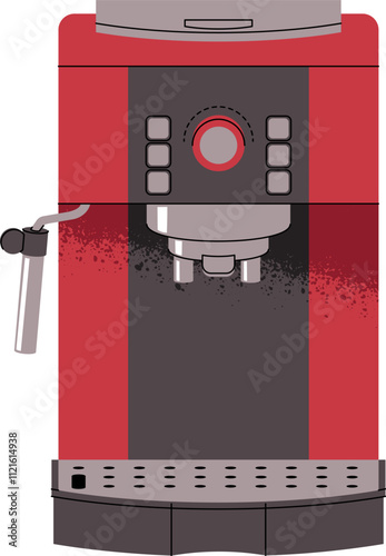 Coffee machine for home, coffee shop, cafe. Modern kitchen accessories for making hot drinks in cafe. Device for making drinks. Flat vector illustration isolated on white background