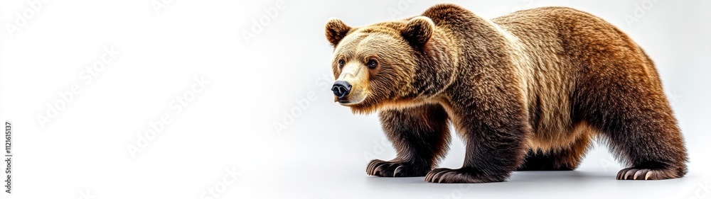 Grizzly Bear Walking on White Background Grizzly Bear Walking on White Background