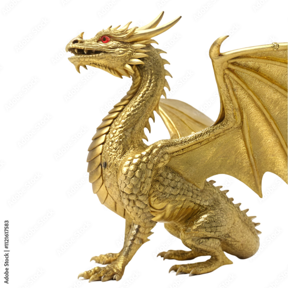 golden dragon statue on white background golden dragon statue on white background