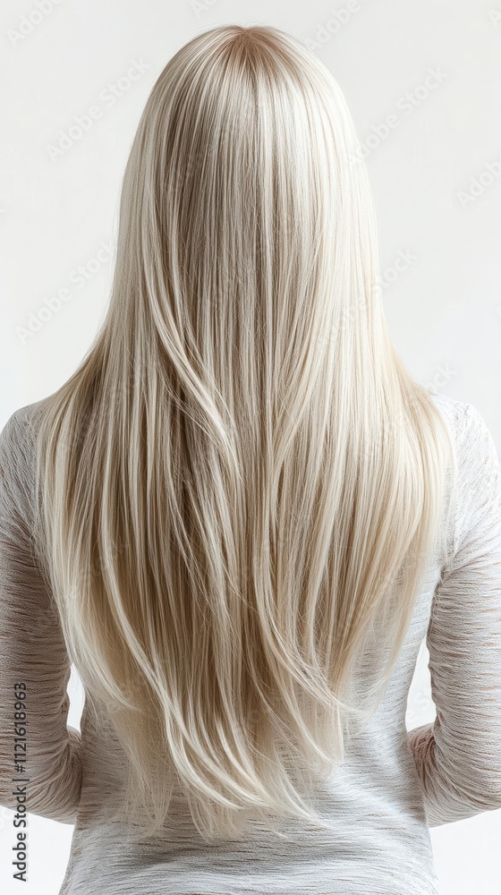 Naklejka premium Long Straight Platinum Blonde Hair