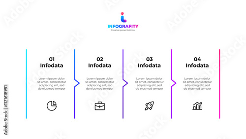 Clean infographic design presenting four key data points with corresponding icons, ideal for business presentations and reports
