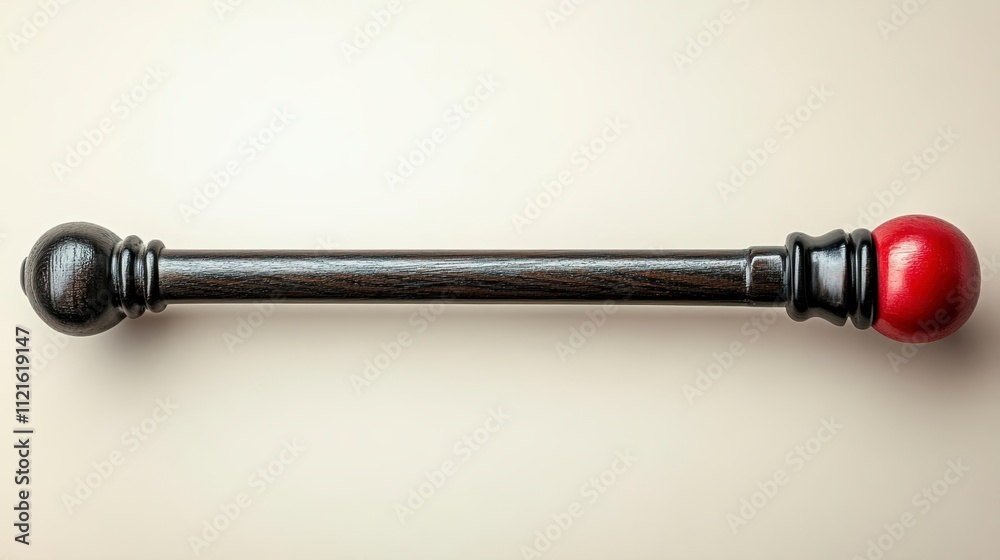 Elegant Dark Wood and Red Finial Curtain Rod Elegant Dark Wood and Red Finial Curtain Rod