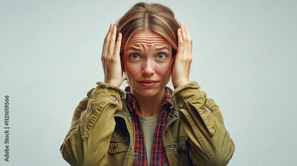 Woman holding her head in distress Woman holding her head in distress