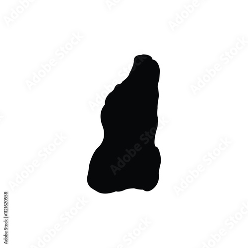 Silhouette of a black rock on white background.