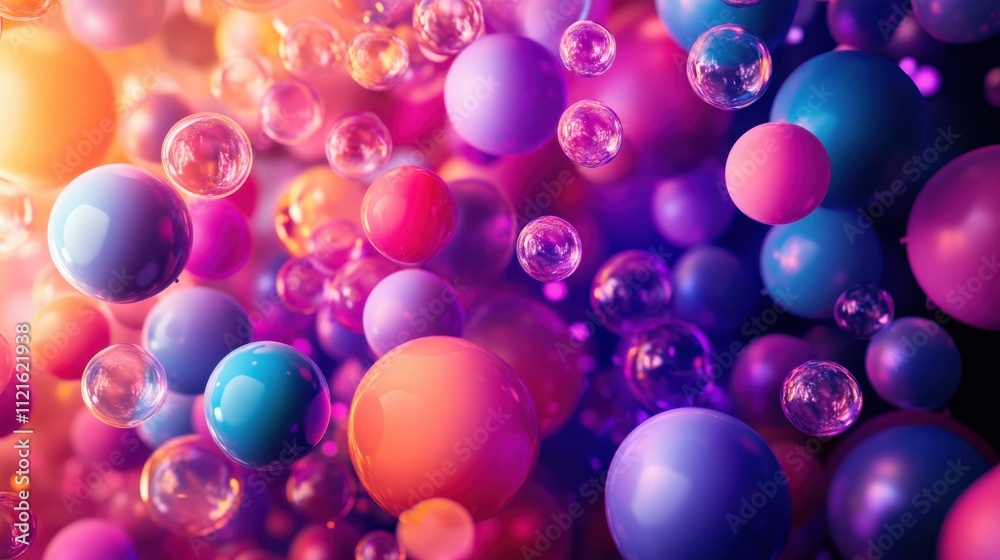 Vibrant colorful spheres floating in air. Vibrant colorful spheres floating in air.