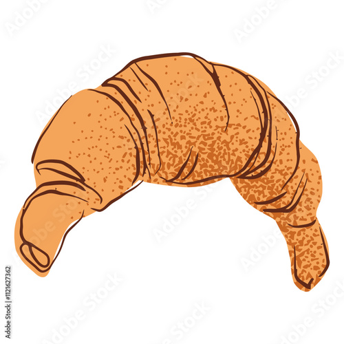Croissant Sketch: A delicate sketch of a freshly baked croissant, with a rustic texture and a hint of golden brown. Perfect for your bakery, cafe, or culinary illustrations. Generative Al
