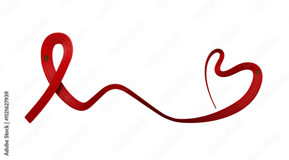 3d Flag Of Morocco Heart Shape Shiny Wavy Awareness Ribbon flag On White Background 3d illustration
3d Flag Of Morocco Heart Shape Shiny Wavy Awareness Ribbon flag On White Background 3d illustration