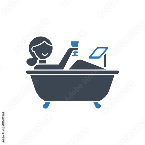 Woman Bathing Relax Icon