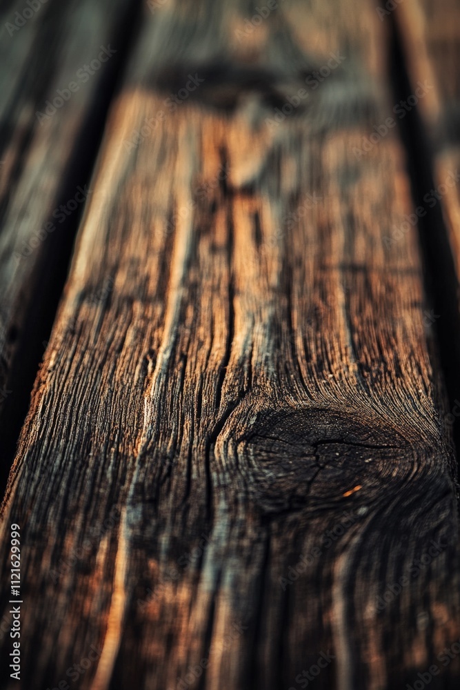 Obraz premium Close-Up of Rustic Wooden Plank with Rich Texture and Natural Elegance for Home Decor and Design Inspiration