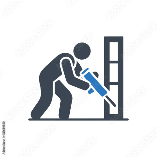 Worker Applying Sealant Icon