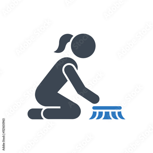 Person Scrubbing Floor Icon