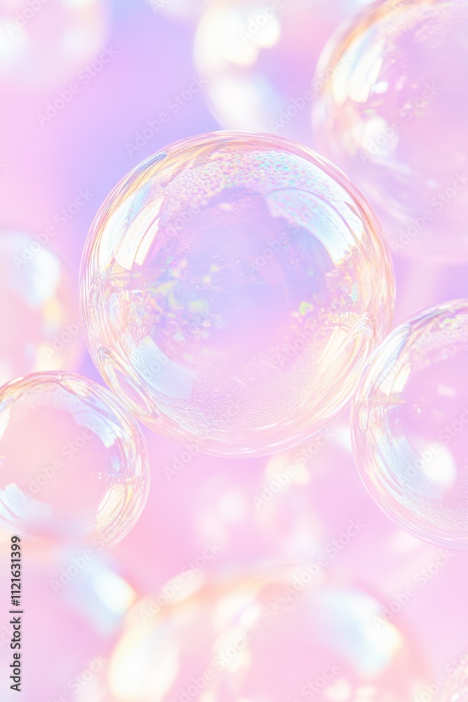 Colorful Iridescent Soap Bubbles on Soft Pastel Background - Perfect for Playful, Joyful, and Dreamy Themes in Creative Projects