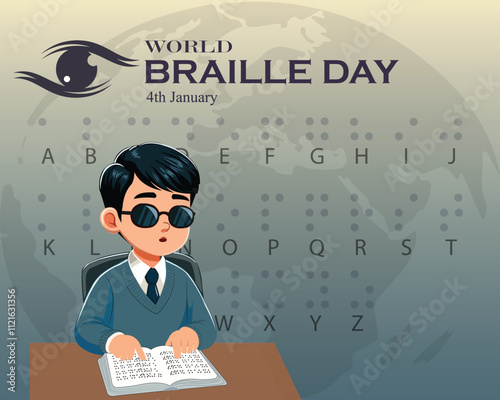 Banner design with a beautiful art and illustration about World Braille Day.