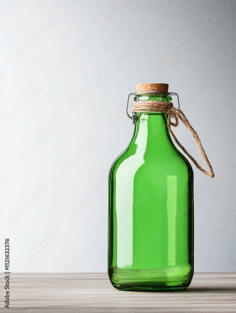 Eco-Friendly Green Glass Bottle - A stylish green glass bottle with a cork lid, symbolizing sustainability, vintage elegance, and natural living, ideal for eco-conscious lifestyles. Eco-Friendly Green Glass Bottle - A stylish green glass bottle with a cork lid, symbolizing sustainability, vintage elegance, and natural living, ideal for eco-conscious lifestyles.