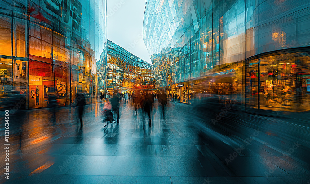 Dynamic Motion Blur of Urban Commuters: Abstract Business Scenery in a Modern Office Setting Dynamic Motion Blur of Urban Commuters: Abstract Business Scenery in a Modern Office Setting
