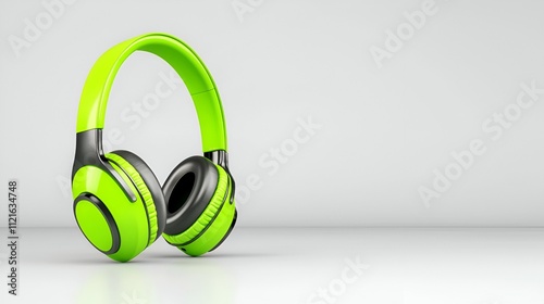A vibrant green pair of headphones stands out against a minimalist background, showcasing modern design and style for music enthusiasts.