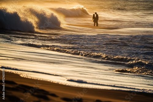 Romantic beach proposala man expresses his love to his partner on a secluded shore at sunset captured in a serene and intimate coastal scene