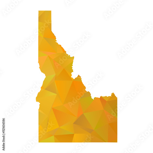 Map of Idaho - Gold Geometric Rumpled Triangular , Polygonal Design For Your. Vector illustration eps 10.	
